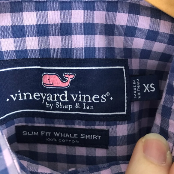 Vineyard Vines Slim Fit Whale Shirt Gingham Blue - Picture 4 of 6